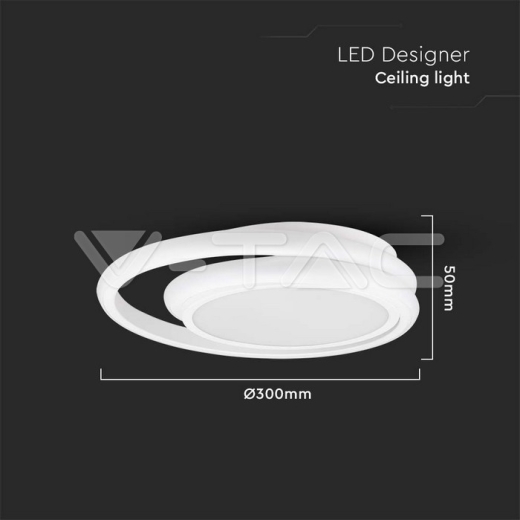 24W LED Designer Ceiling Light White Double Round 4000K - 5