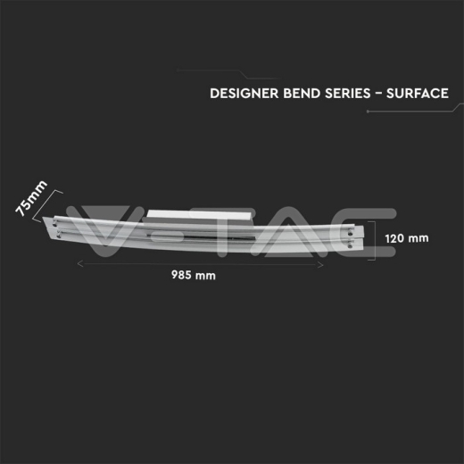 36W LED Surface Lamp Designer Bend Glass Double Chrome Natural White - 4