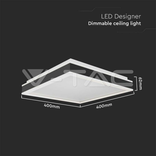 38W LED Designer Ceiling Light Square Black 4000K - 4