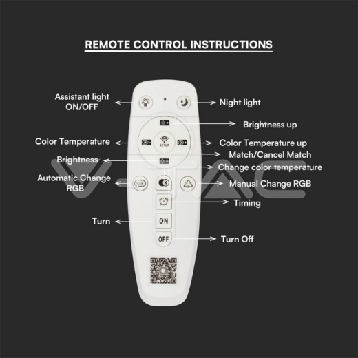 51W LED Ceiling Lamp 3 Step Dimmable With Remote Control White Body IP20 - 6