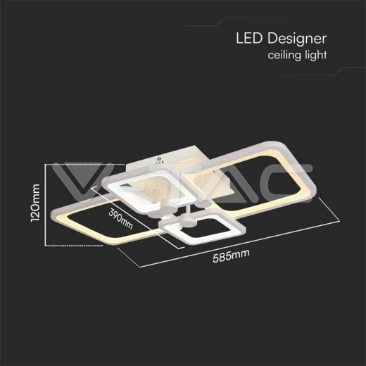 74W LED Ceiling Lamp 3 Step Dimmable With Remote Control White Body IP20 - 7