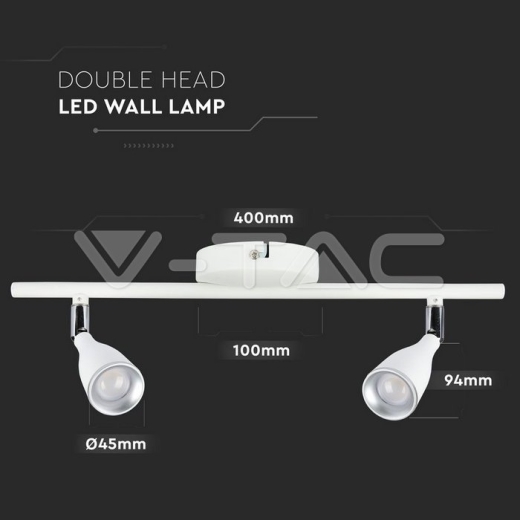 Lámpara de pared LED 2x4.5W 3000K Cuerpo Blanco - 5