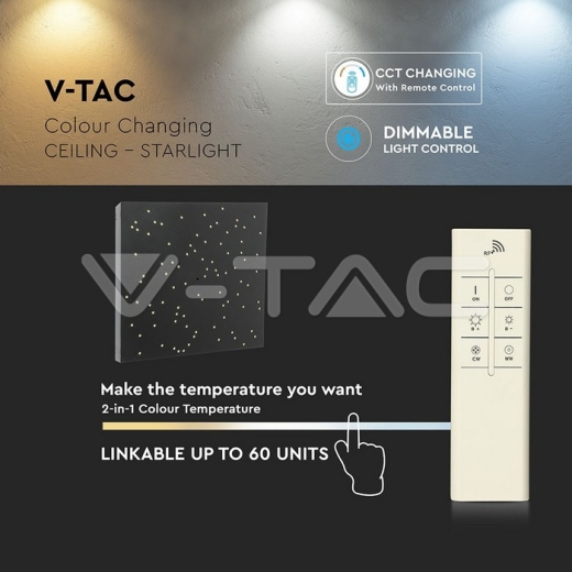 Panel de diseño LED 8W cielo estrellado cambio de colores cuerpo negro - 7