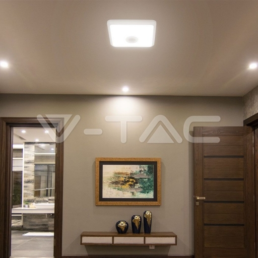 Luz Techo LED 12W Sensor PIR SAMSUNG Chip 3in1 Cuadrado Cuerpo Blanco - 12