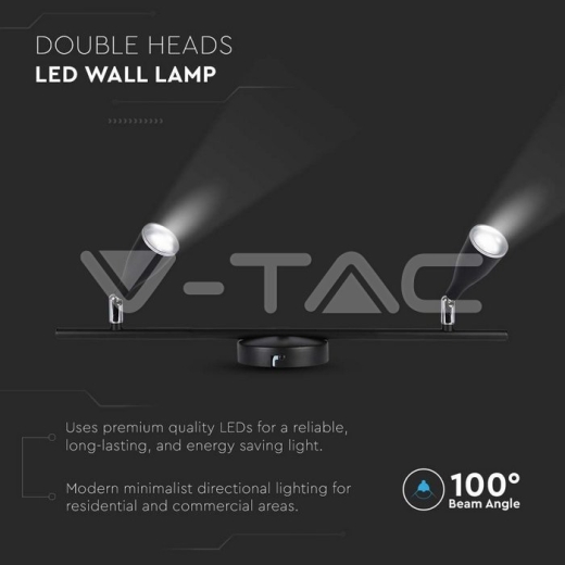 Lámpara de pared LED 2x4.5W 4000K Cuerpo Negro - 3