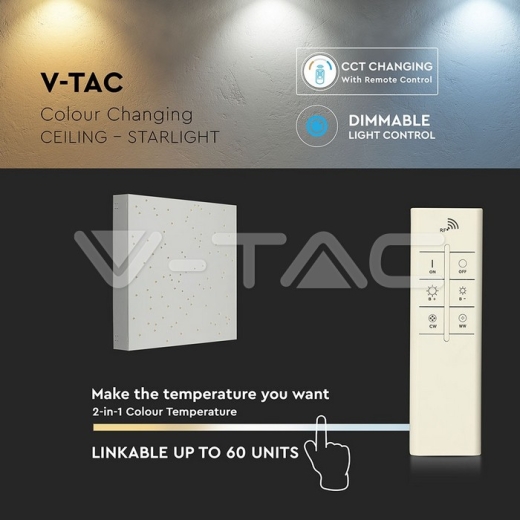 Panel de diseño LED 8W cielo estrellado cambio de colores cuerpo blanco - 7