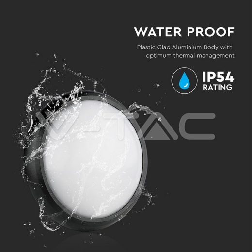 Plafón LED 12W cuerpo negro redondo Blanco cálido IP54 - 10