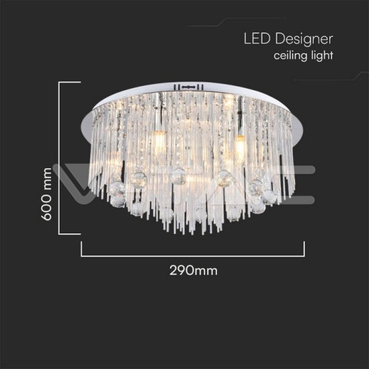 Lámpara LED de diseño de techo Cuerpo de luz de cristal D600 E14 - 4