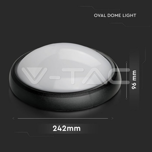 Lámpra de techo LED 12W IP65 Óvalo Cuerpo Negro Blanco Cálido - 11