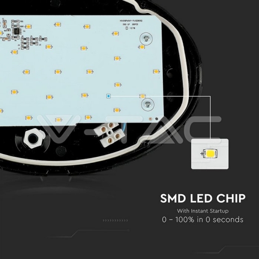 Lámpra de techo LED 12W IP65 Óvalo Cuerpo Negro Blanco Cálido - 8