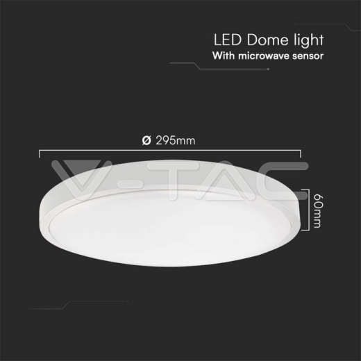 Luz de Techo LED 18W Redonda Sensor de Microondas Marco Blanco 3000K IP44 - 8