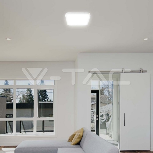 Plafón LED 18W SAMSUNG Chip 6500K Cuadrado Marco Blanco IP44 - 12