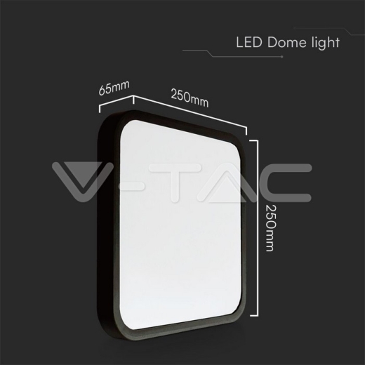 18W LED Dome Light SAMSUNG Chip 6500K Square Black Frame IP44 - 10