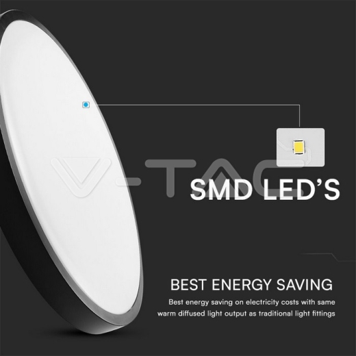 18W LED Dome Light With Sensor SAMSUNG Chip 4000K Round Black Frame IP44 - 10