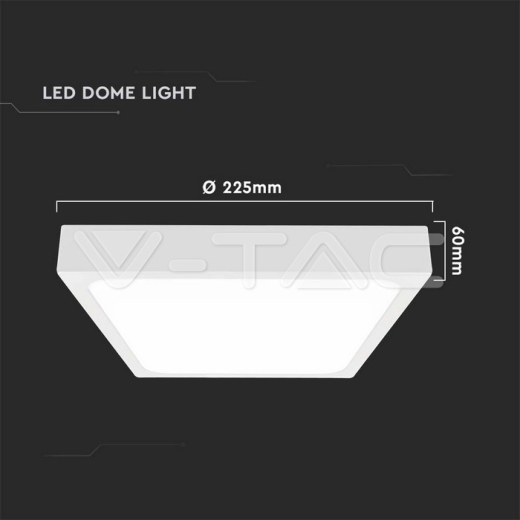 18W LED Dome Light Square White Frame 6500K IP44 - 7