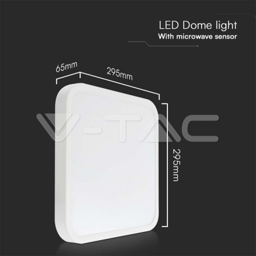 18W LED Dome Light With Sensor SAMSUNG Chip 4000K Square White Frame IP44 - 12