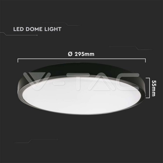 24W LED Dome Light Round Black Frame 3000K IP44 - 5