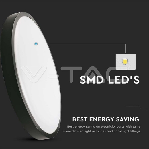 24W LED Dome Light Round Microwave Sensor Black Frame 4000K IP44 - 3