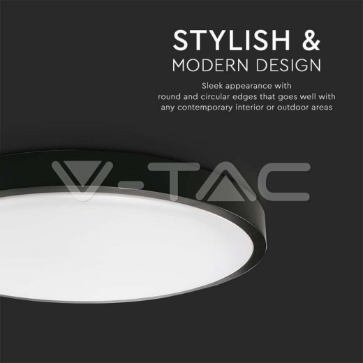 24W LED Dome Light Round Black Frame 4000K IP44 - 2