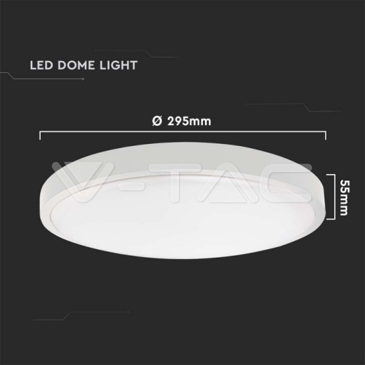 24W LED Dome Light Round White Frame 6500K IP44 - 5