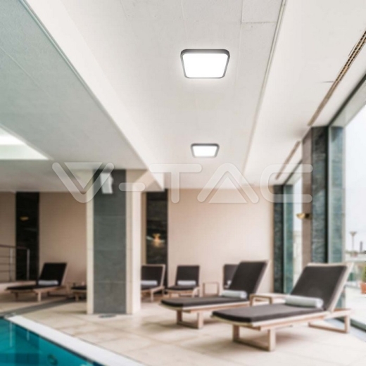 Plafón LED 24W Cuadrado Marco Negro 3000K IP44 - 7