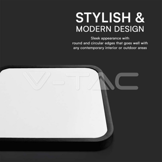 24W LED Dome Light Square Black Frame 6500K IP44 - 2