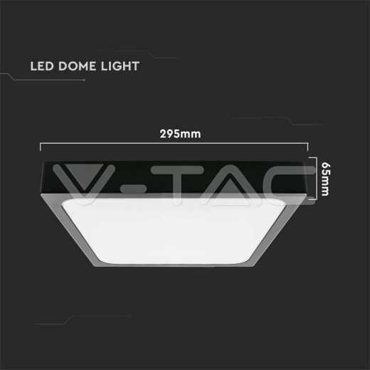 24W LED Dome Light Square Black Frame 3000K IP44 - 4