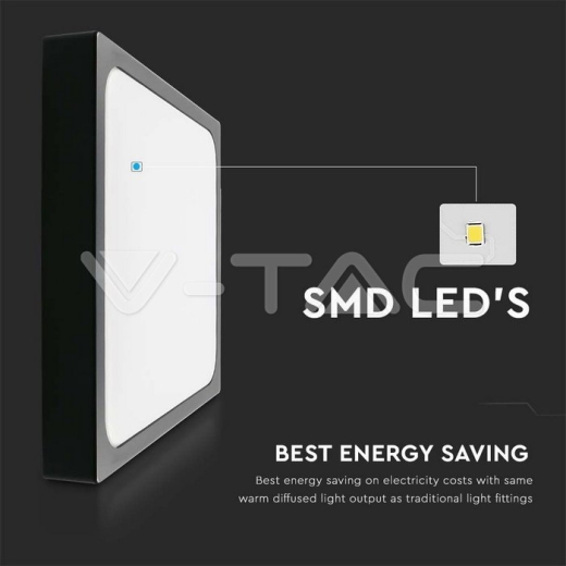 24W LED Dome Light Square Black Frame 6500K IP44 - 3