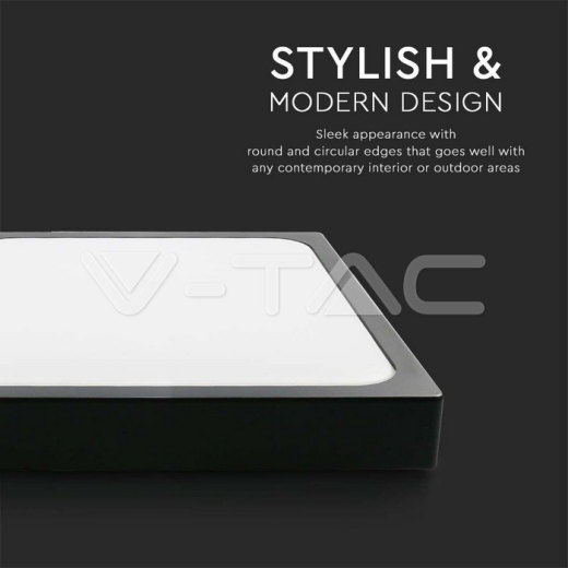 24W LED Dome Light Square Microwave Sensor Black Frame 4000K IP44 - 4