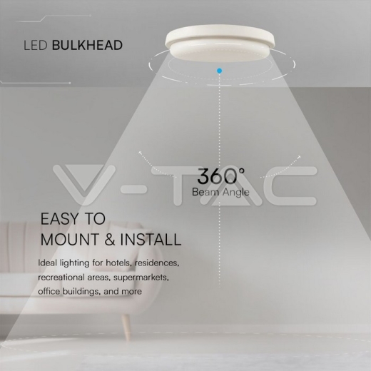 24W LED Domelight Bulkhead 4000K IP54 - 4