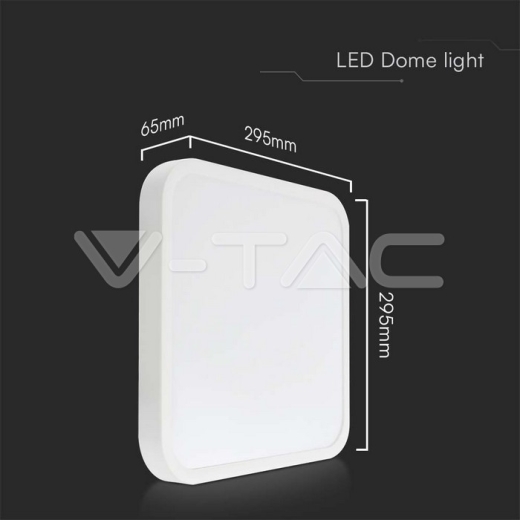 24W LED Dome Light Square White Frame 3000K IP44 - 10