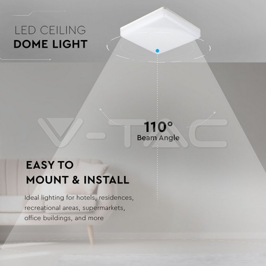 Plafón LED 25W SAMSUNG Chip Frameless cuadrado 3000K IP44 100lm/W - 7