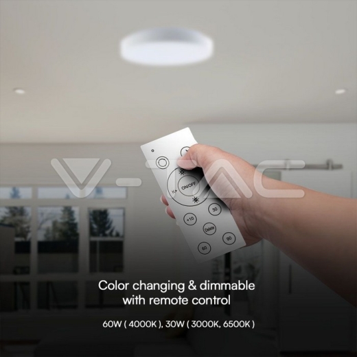 30W / 60W / 30W Luz de techo de diseño Control remoto Regulable Elegante cubierta blanca - 4