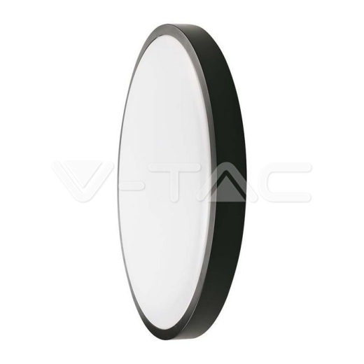 30W LED Dome Light Round Microwave Sensor Black Frame 4000K IP44 - 1