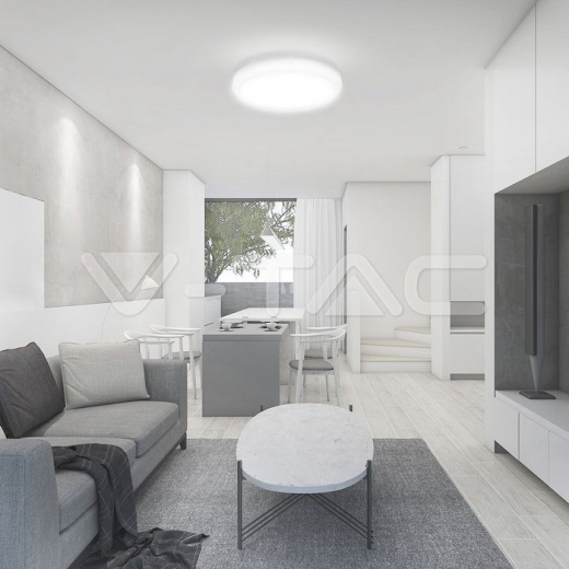 30W LED Dome Light Round White Frame 3000K IP44 - 6