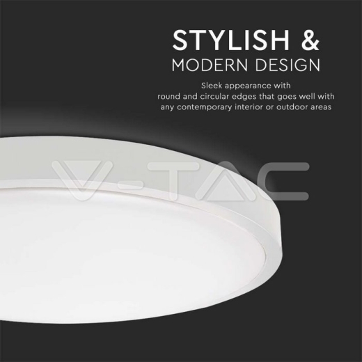 30W LED Dome Light Round White Frame 6500K IP44 - 2