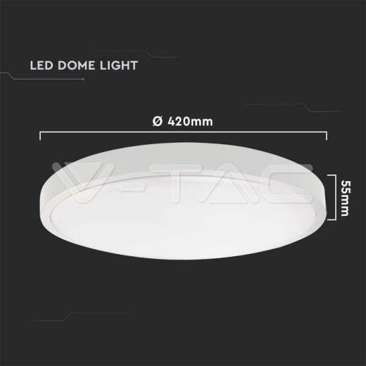 30W LED Dome Light Round White Frame 6500K IP44 - 5