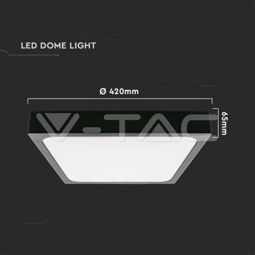 30W LED Dome Light Square Black Frame 6500K IP44 - 7