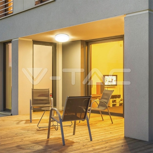 36W LED Dome Light Round White Frame 3000K IP44 - 12