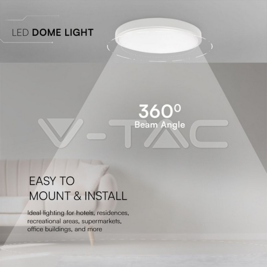36W LED Dome Light SAMSUNG Chip 6500K Round White Frame IP44 - 7