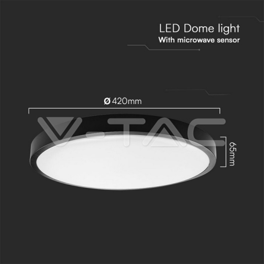 36W LED Dome Light With Sensor SAMSUNG Chip 4000K Square Black Frame IP44 - 12