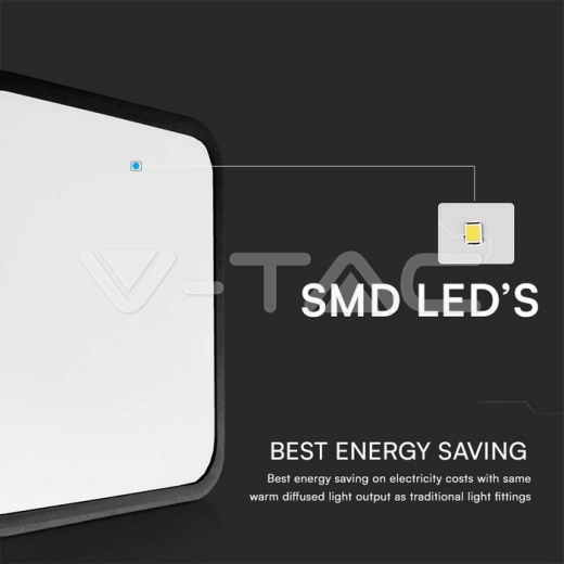 36W LED Dome Light Square Microwave Sensor Black Frame 4000K IP44 - 8