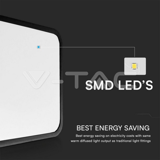 36W LED Dome Light With Sensor SAMSUNG Chip 4000K Square Black Frame IP44 - 10