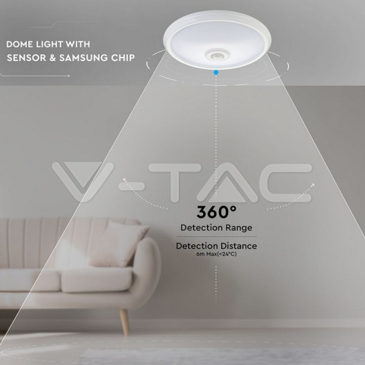 LED Dome Light SAMSUNG Chip 12W Sensor 4000K - 7