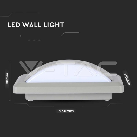 12W LED Bulkhead With Softlight 4000K Grey Body IP65 - 7