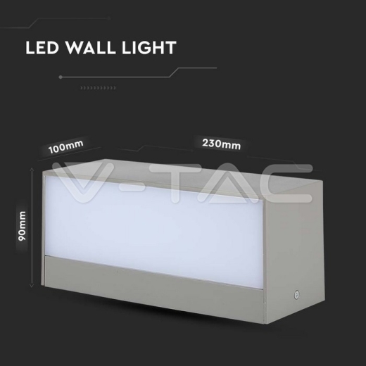 12W LED Up/Down Outdoor Soft Light-Large 4000K Grey Body IP65 - 9