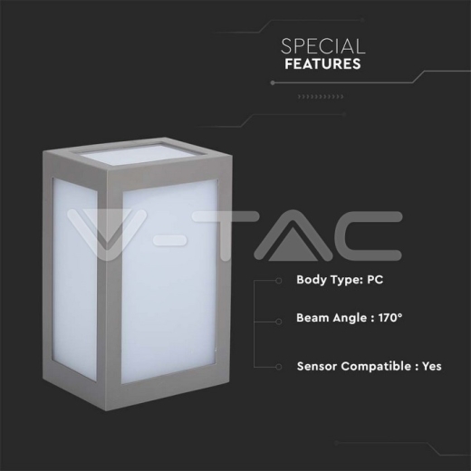 12W LED Wall Light Grey Body IP65 4000K - 5