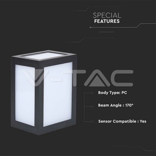 Lámpara de pared 12W LED cuerpo negro 4000K - 4