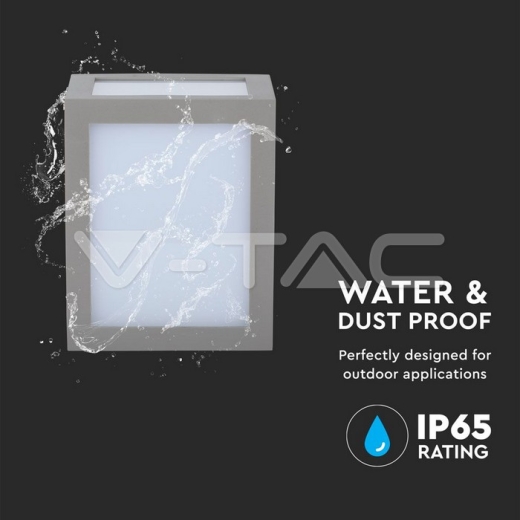 12W LED Wall Light Grey Body IP65 3000K - 6