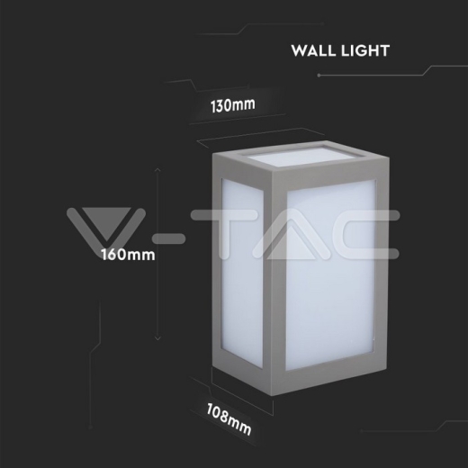 12W LED Wall Light IP65 Grey Body 6400K - 7